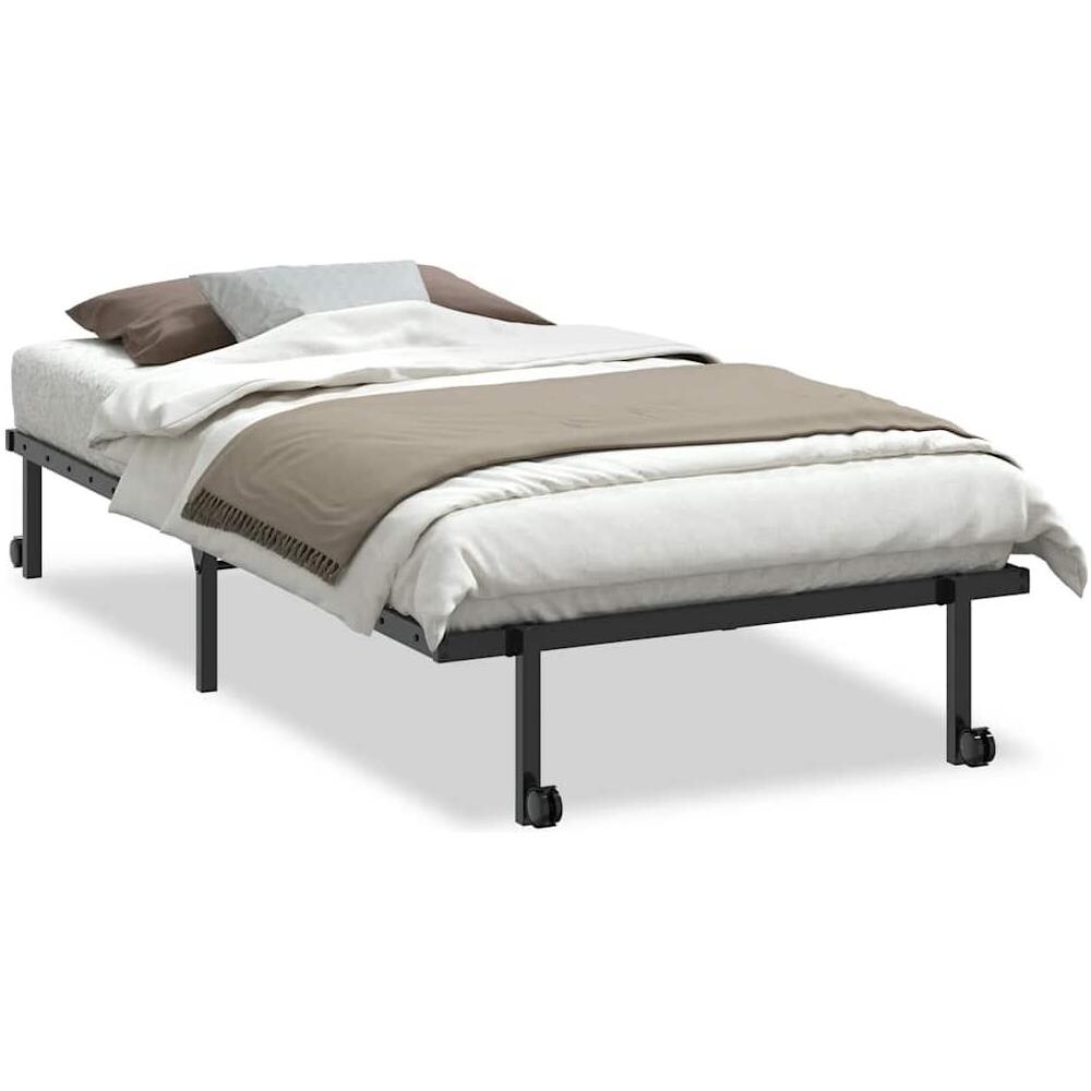 Giroletto senza Materasso Pieghevole Nero 100x190 cm in Acciaio - Foto 1