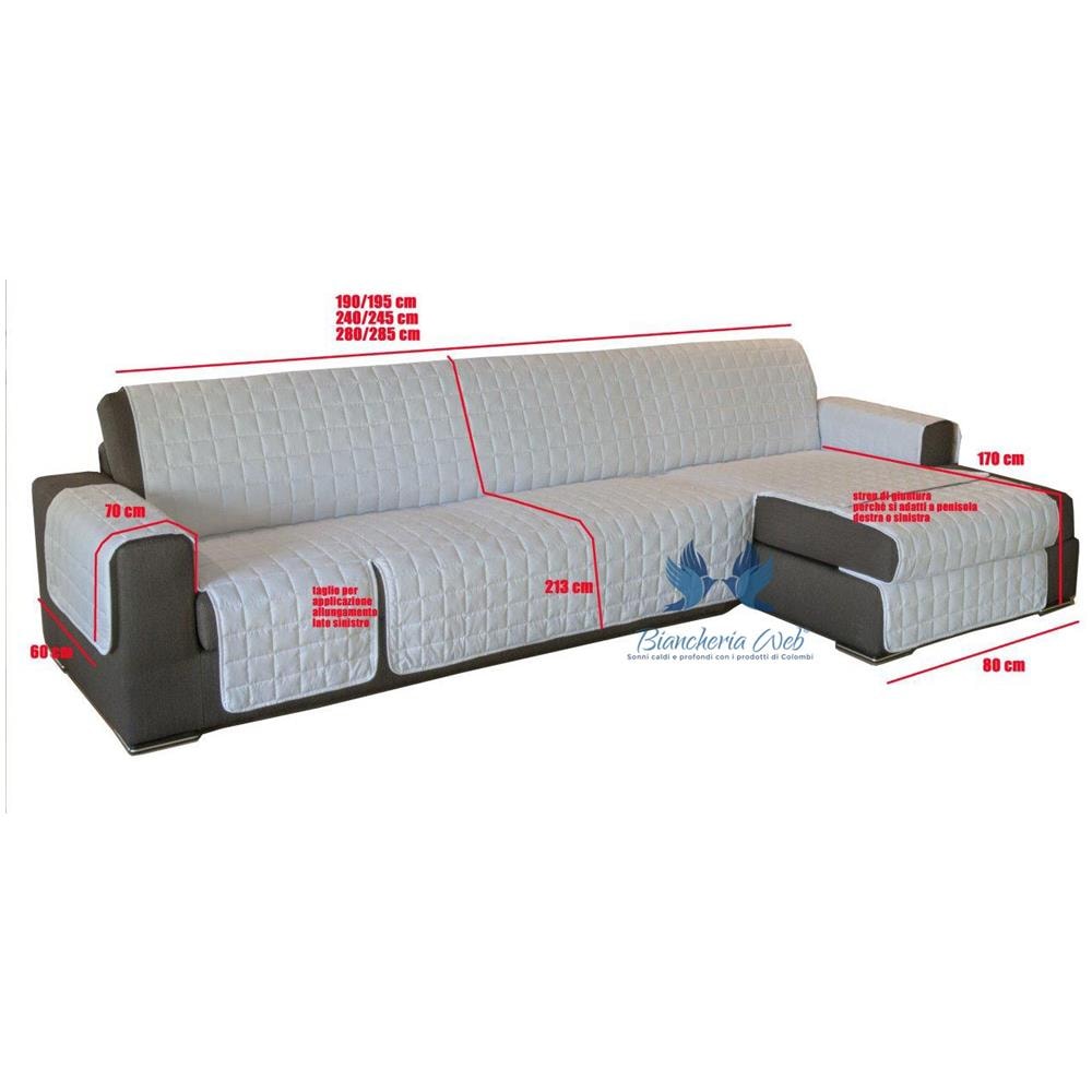 Copridivano Trapuntato Per Divani Con Penisola Disegno Cuore Appeso 280-285 Cm Beige - Foto 7