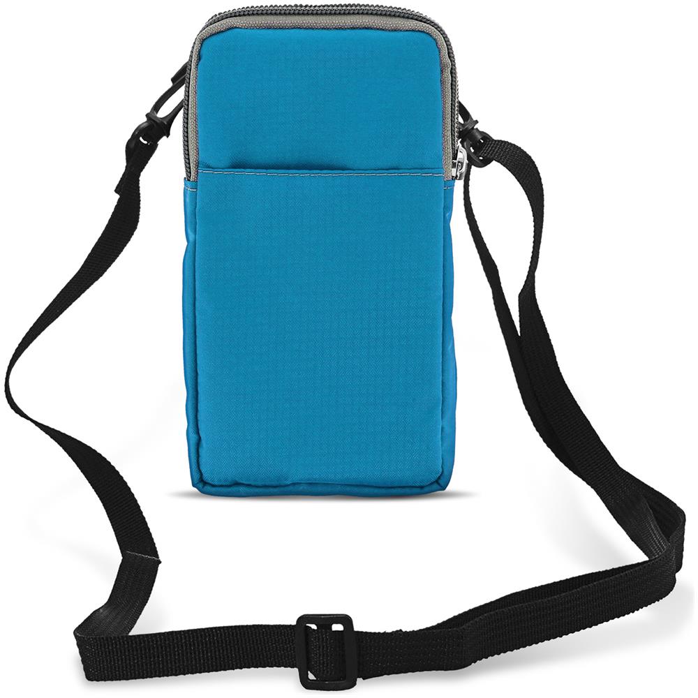 Custodia Cintura Smartphone Passante Moschettone Cinturino 2 Tasche Turchese - Foto 1