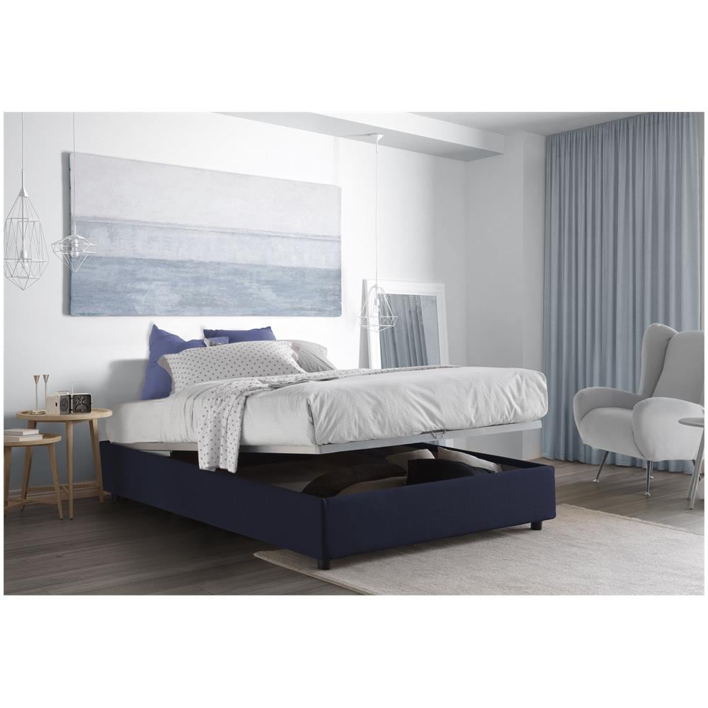 Talamo Italia Letto Matrimoniale Isabella 160x190 Cm | Struttura In Fibra Di Legno Con Giroletto Blu | 100% Made In Italy | Rete A Doghe Inclusa