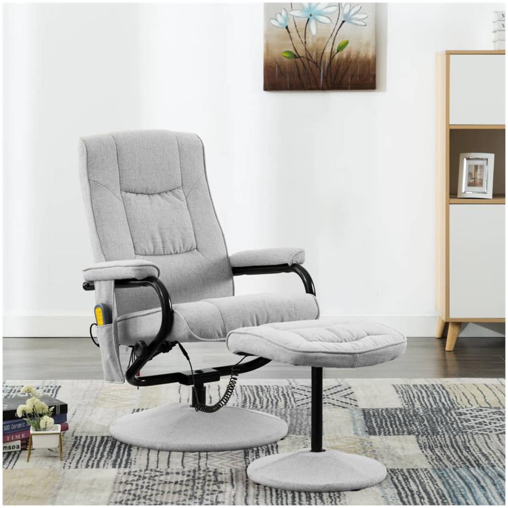 vidaXL Poltrona Massaggiante Reclinabile con Poggiapiedi 8 Zone Relax 3 Livelli Comoda Morbida Imbottita Sedia da Massaggio Crema in Similpelle