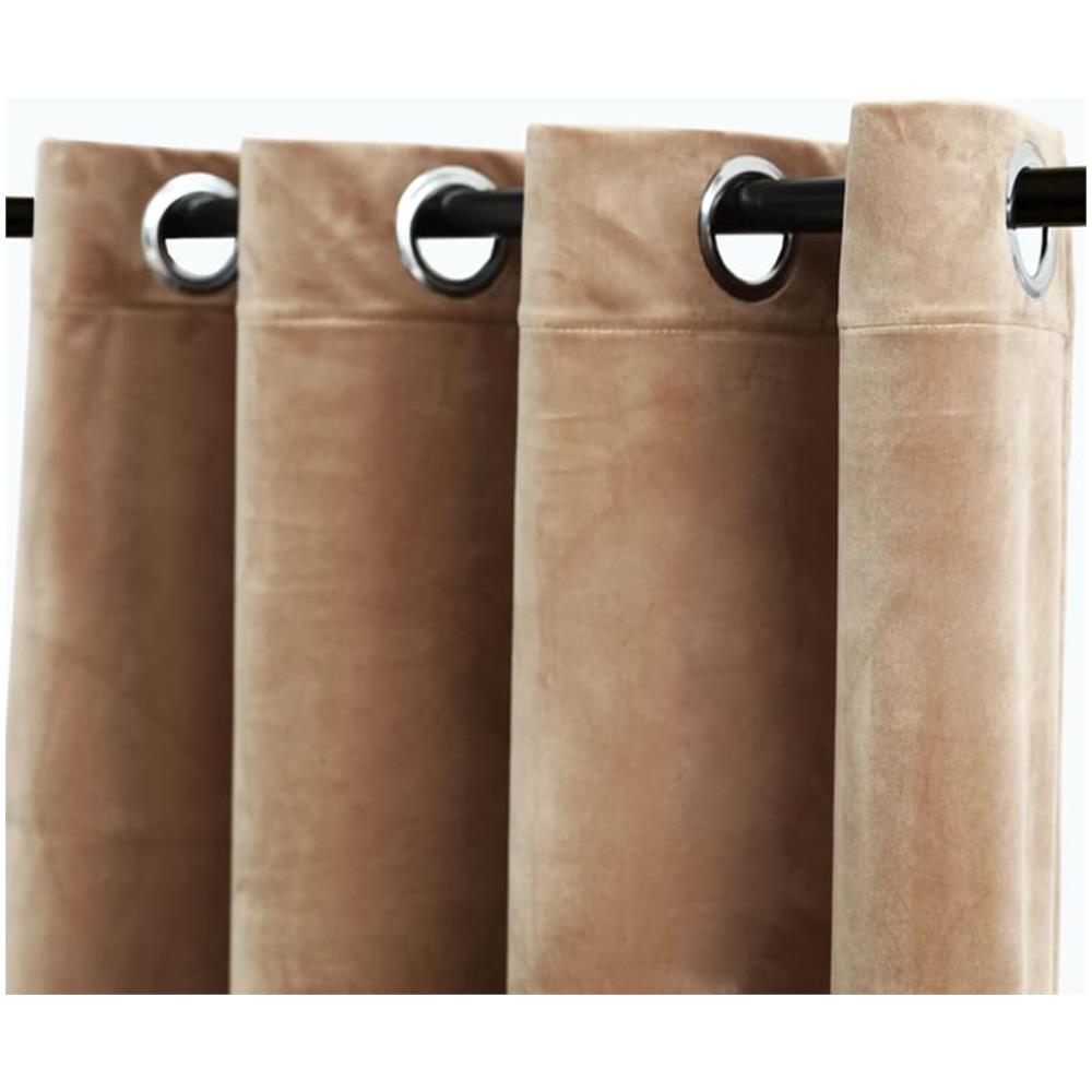 Tende Oscuranti Con Anelli 2 Pz Beige In Velluto 140x245 Cm - Foto 4