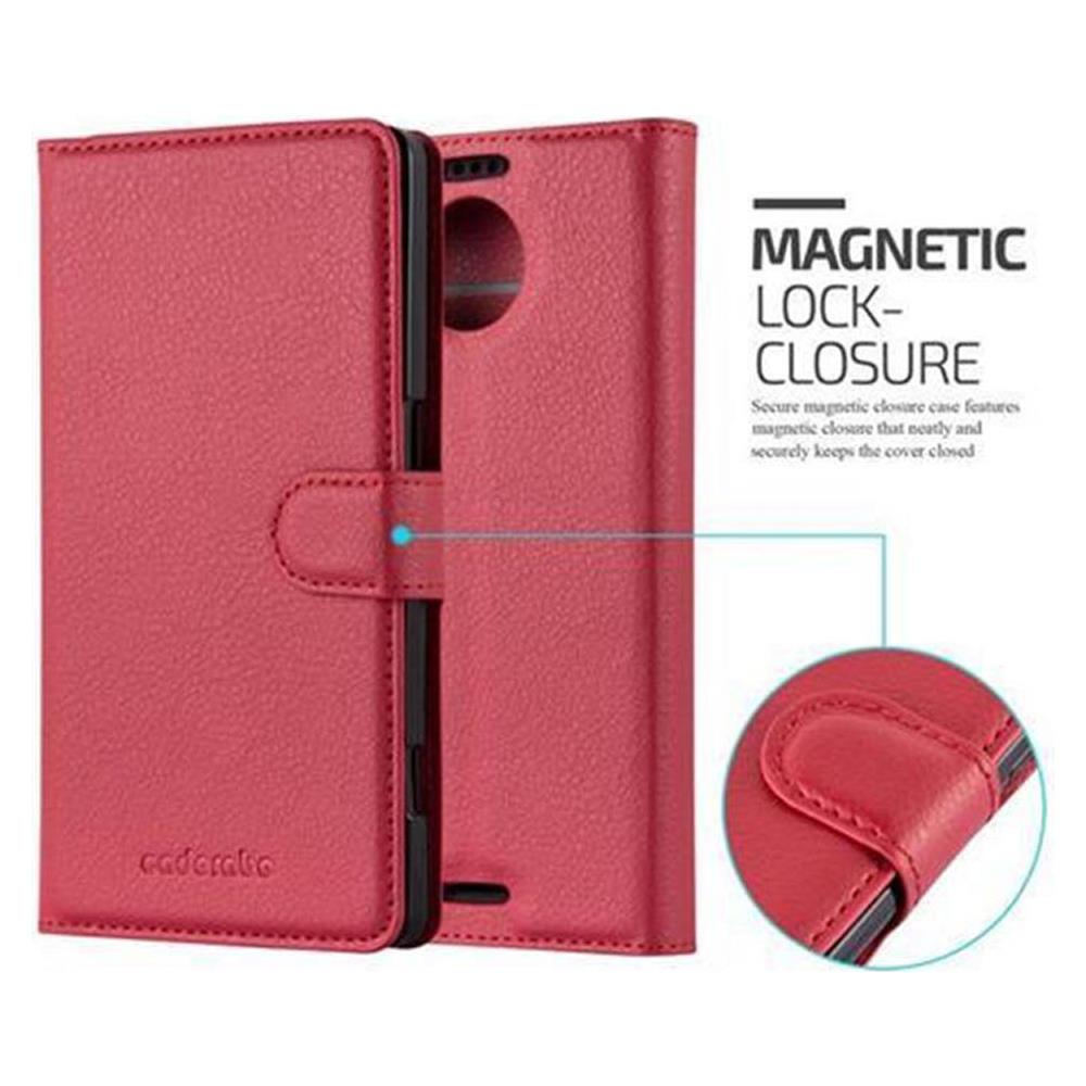 Custodia Compatibile Con Nokia Lumia 950 Xl In Rosso Carminio - Coperchio Protettiva Con Chiusura Magnetica, Funzione Stand E Tasca Per Le Carte - Foto 2