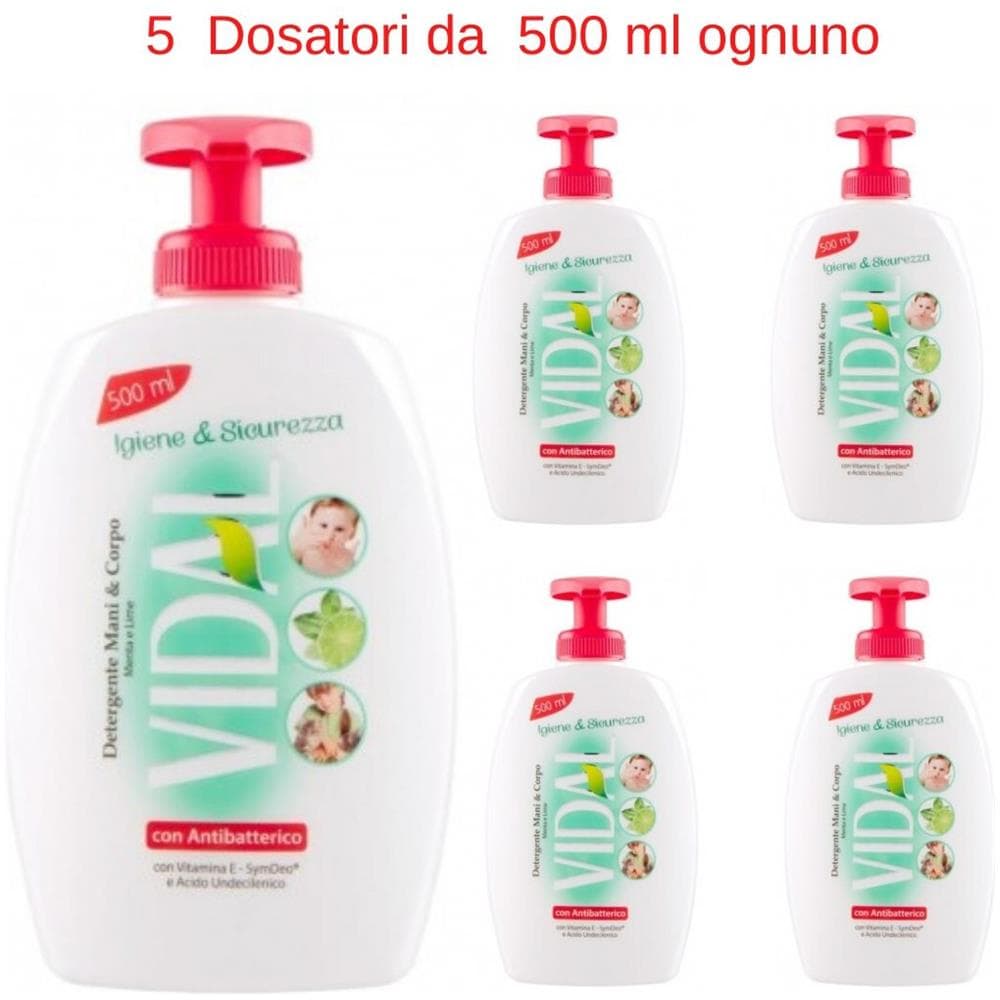 Sapone Liquido Menta E Lime 5 Dosatori Da 500 Ml Con Antibatterico - Foto 1