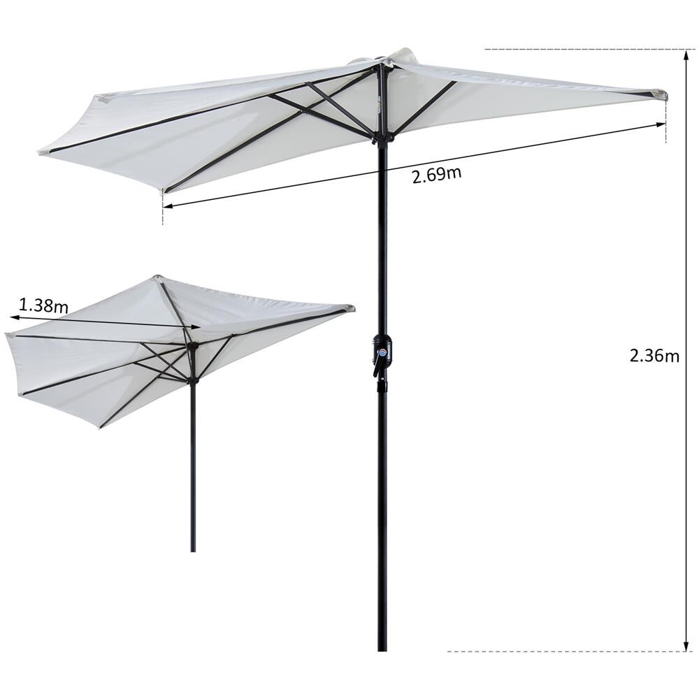 Ombrellone Da Giardino Impermeabile Protezione Uv Bianco - Foto 2
