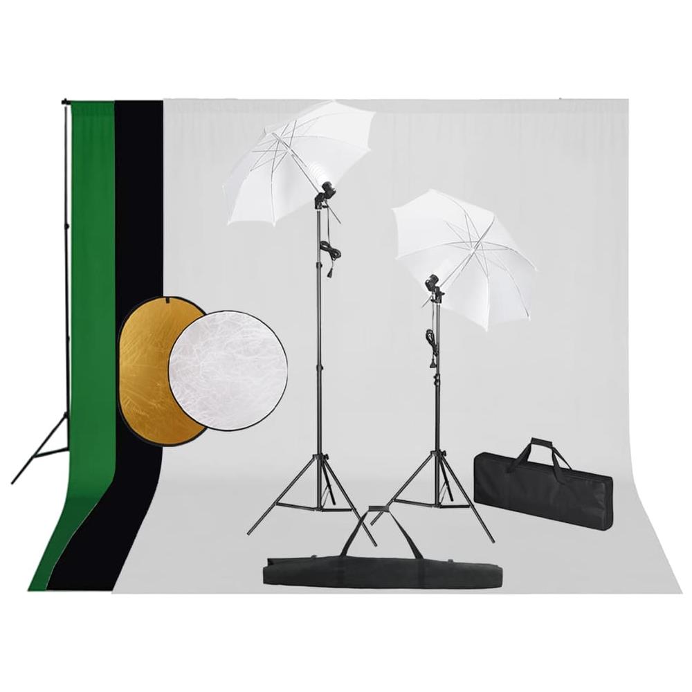 Kit Studio Fotografico con Luci Ombrelli Fondale e Riflettore - Foto 1