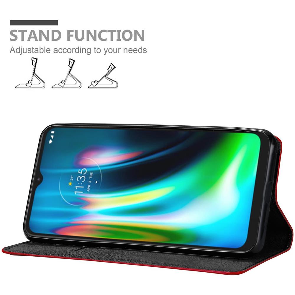 Custodia Compatibile Con Motorola Moto G9 Play In Rosso Mela - Coperchio Protettiva Con Chiusura Magnetica, Funzione Stand E Tasca Per Le Carte - Foto 2