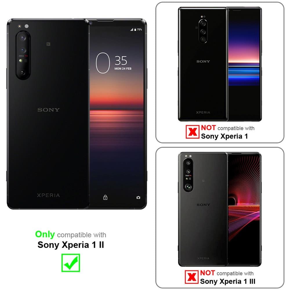Custodia Compatibile Con Sony Xperia 1 Ii (2. Version) In Blu Scuro Nero - Coperchio Protettiva Con Chiusura Magnetica, Funzione Stand E Tasca Per Le Carte - Foto 2