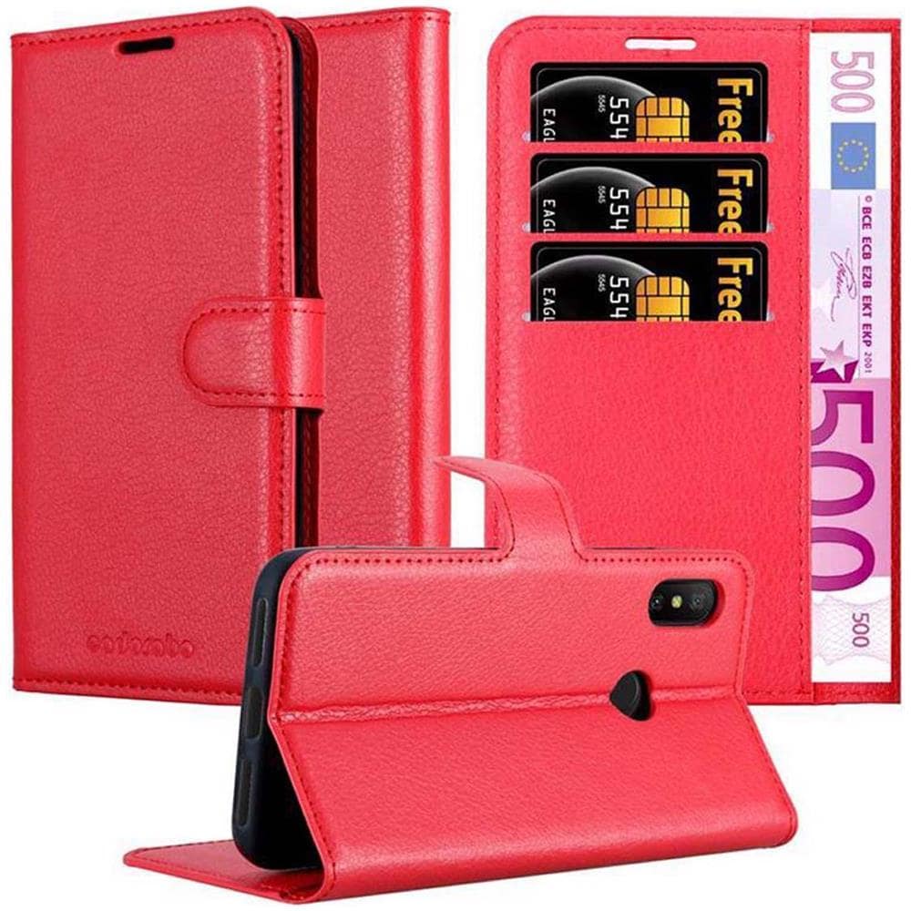 Custodia Compatibile Con Xiaomi Mi A2 Lite / Redmi 6 Pro In Rosso Carminio - Coperchio Protettiva Con Chiusura Magnetica, Funzione Stand E Tasca Per Le Carte - Foto 1
