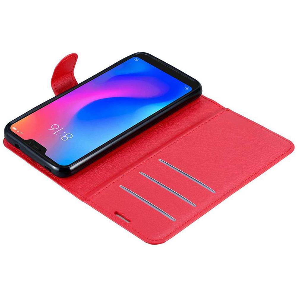 Custodia Compatibile Con Xiaomi Mi A2 Lite / Redmi 6 Pro In Rosso Carminio - Coperchio Protettiva Con Chiusura Magnetica, Funzione Stand E Tasca Per Le Carte - Foto 8