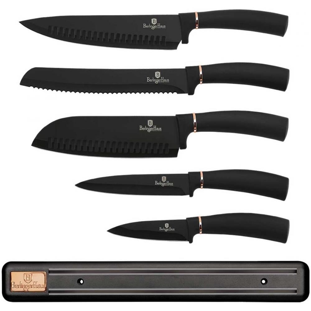 Bh-2535 Set Di Coltelli Da Cucina Black Rose Con Striscia Magnetica - Foto 1