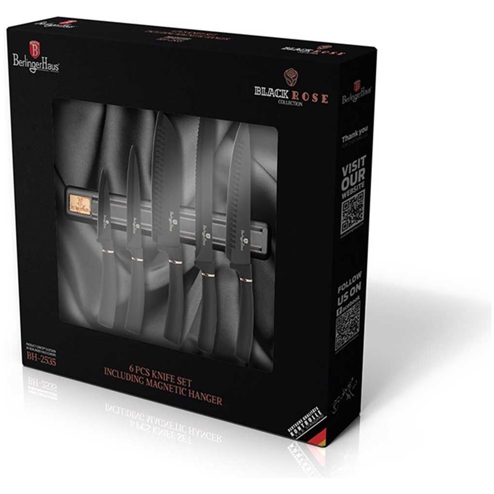 Bh-2535 Set Di Coltelli Da Cucina Black Rose Con Striscia Magnetica - Foto 2