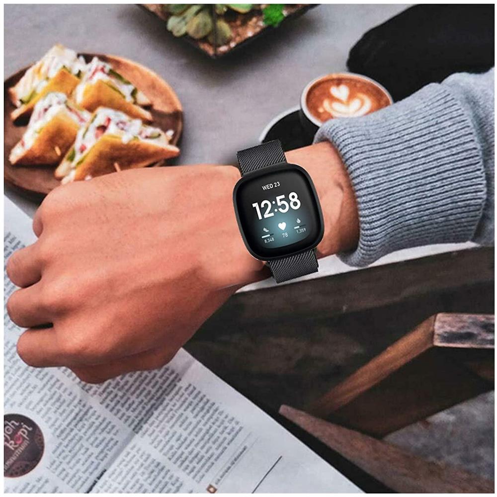 Bracciale Fitbit Versa 3 / Sense In Acciaio Inossidabile Nero - Foto 2