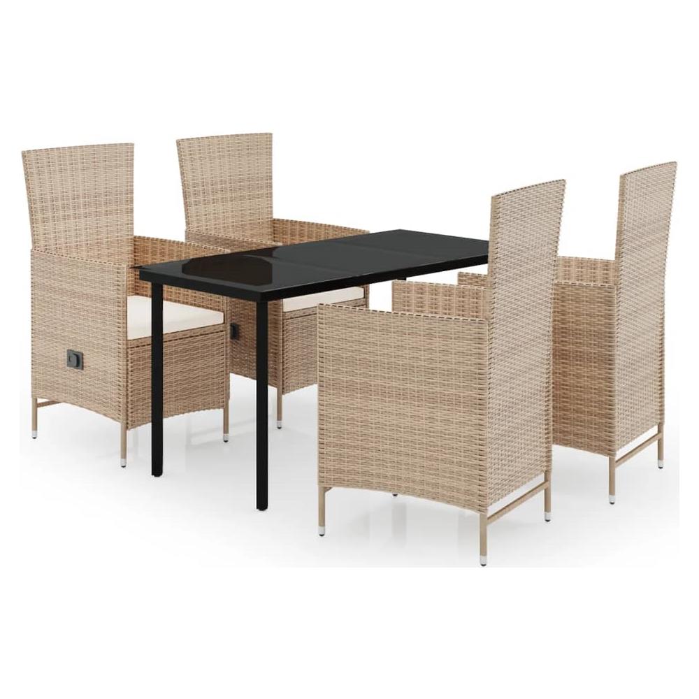 Set Da Pranzo Da Giardino Beige 5 Pz Con Cuscini - Foto 2