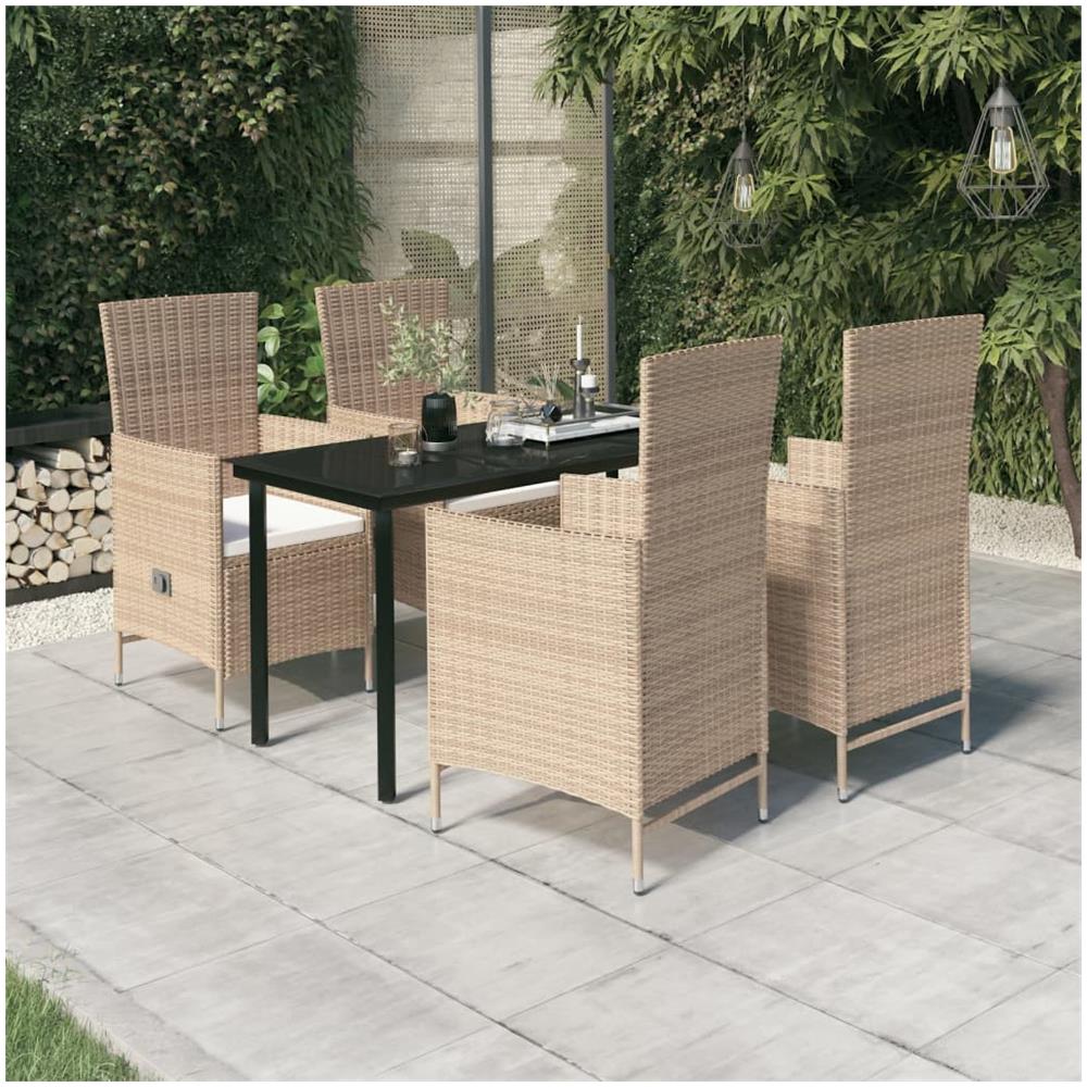 Set Da Pranzo Da Giardino Beige 5 Pz Con Cuscini - Foto 1
