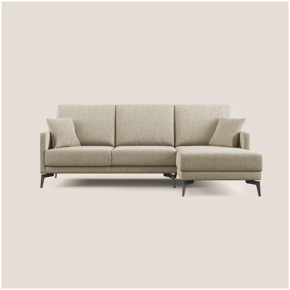 Saturno Divano Angolare Moderno In Tessuto Morbido Impermeabile T03 Beige 223 Cm Destro - Foto 1