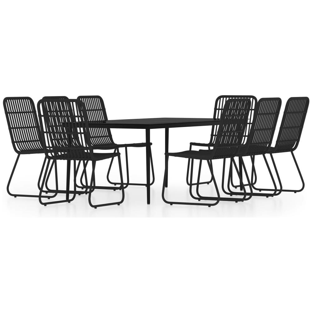Set Da Pranzo Per Giardino 9 Pz Con Cuscini Nero - Foto 1