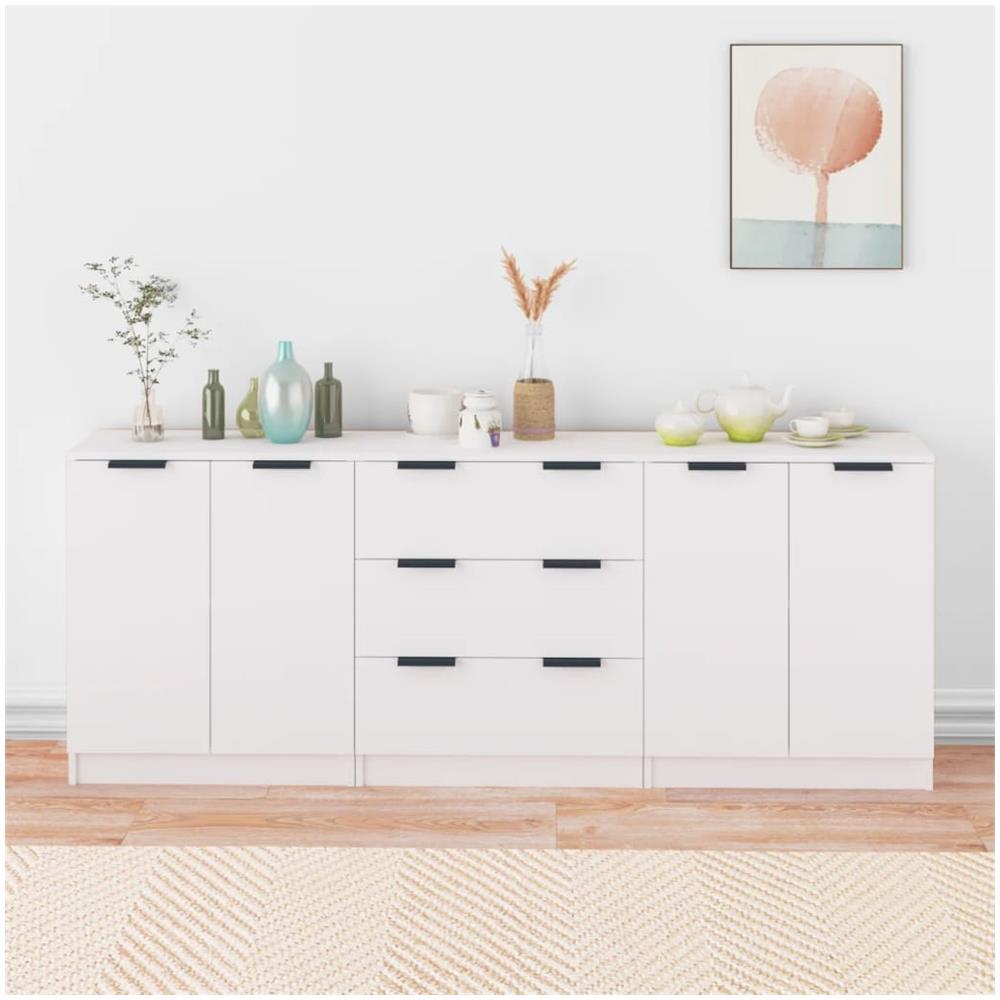 Credenze 3 Pz Bianche In Legno Multistrato - Foto 1