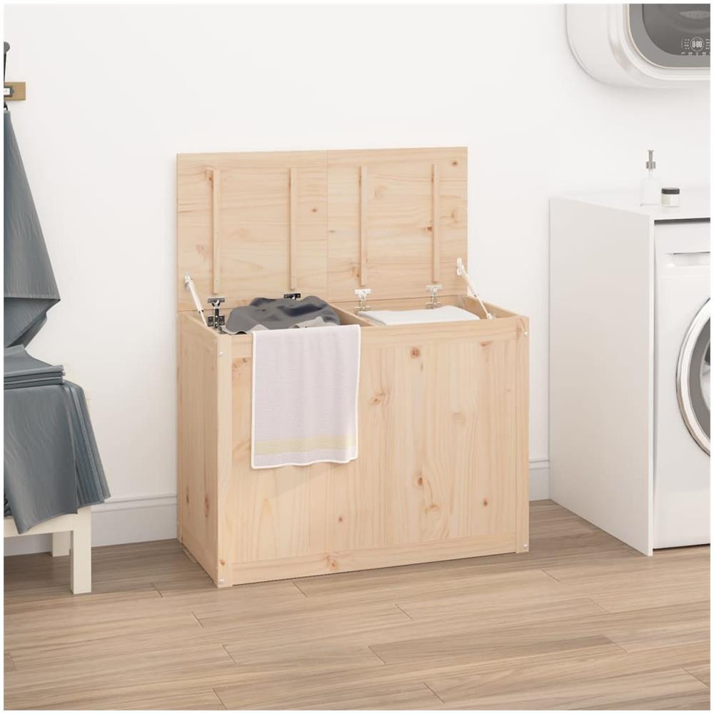 Contenitore Per Bucato 88,5x44x66 Cm Legno Massello Pino - Foto 1