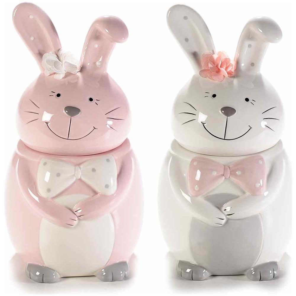 Barattoli Da Cucina In Ceramica A Forma Di Coniglietti Per Biscotti E Alimenti Set Da 2 - Foto 1