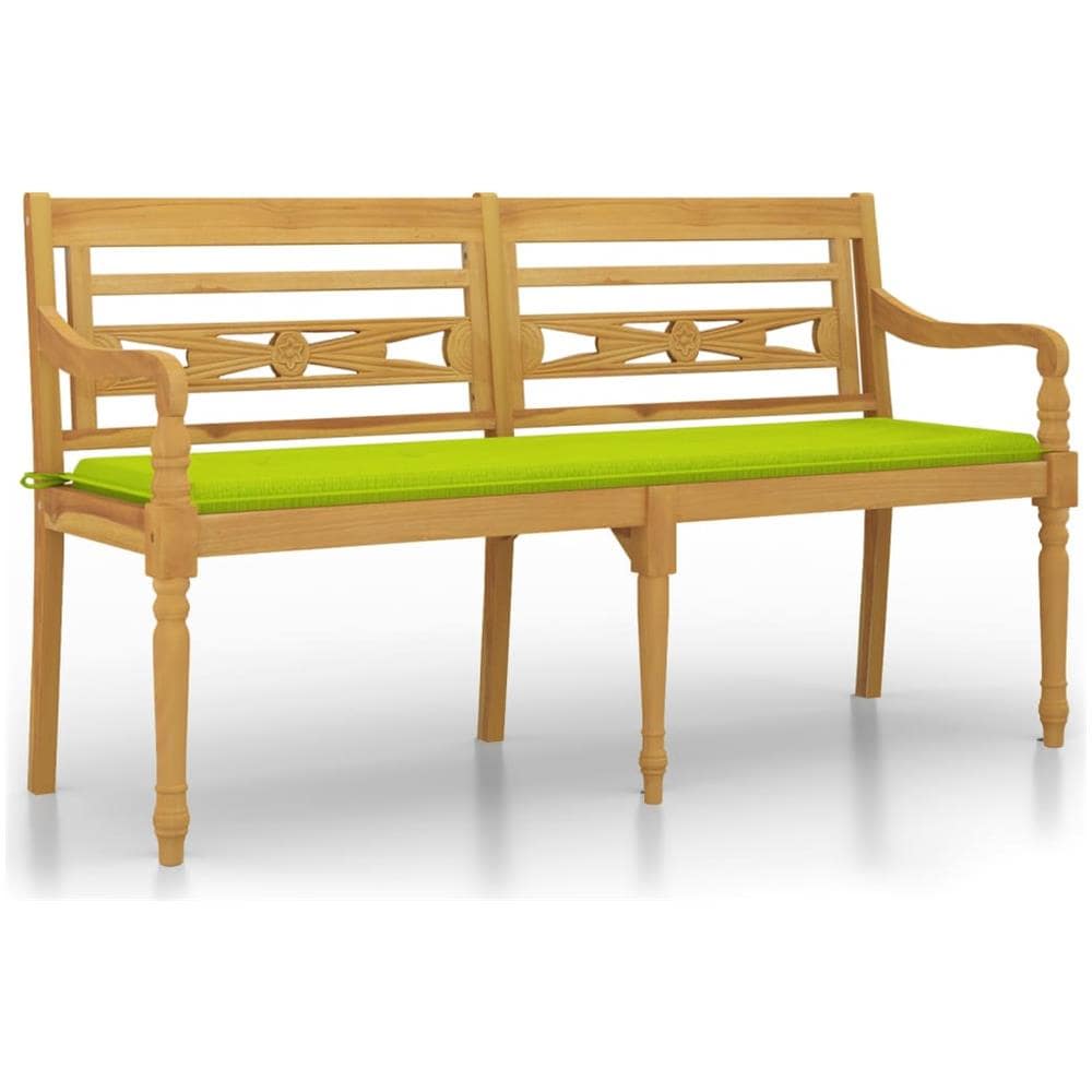 Panchina Batavia Cuscino Verde Chiaro 150cm Legno Massello Teak - Foto 2