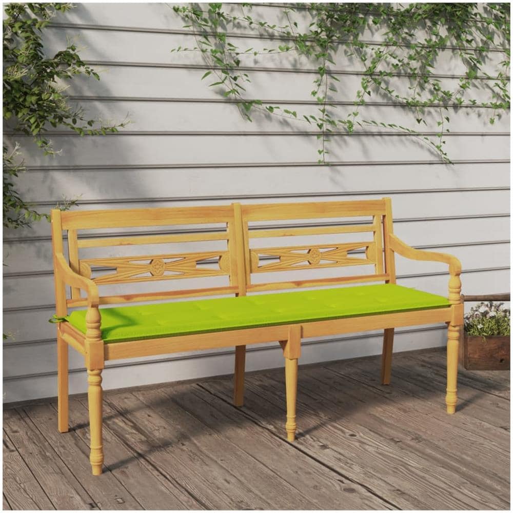 Panchina Batavia Cuscino Verde Chiaro 150cm Legno Massello Teak - Foto 1