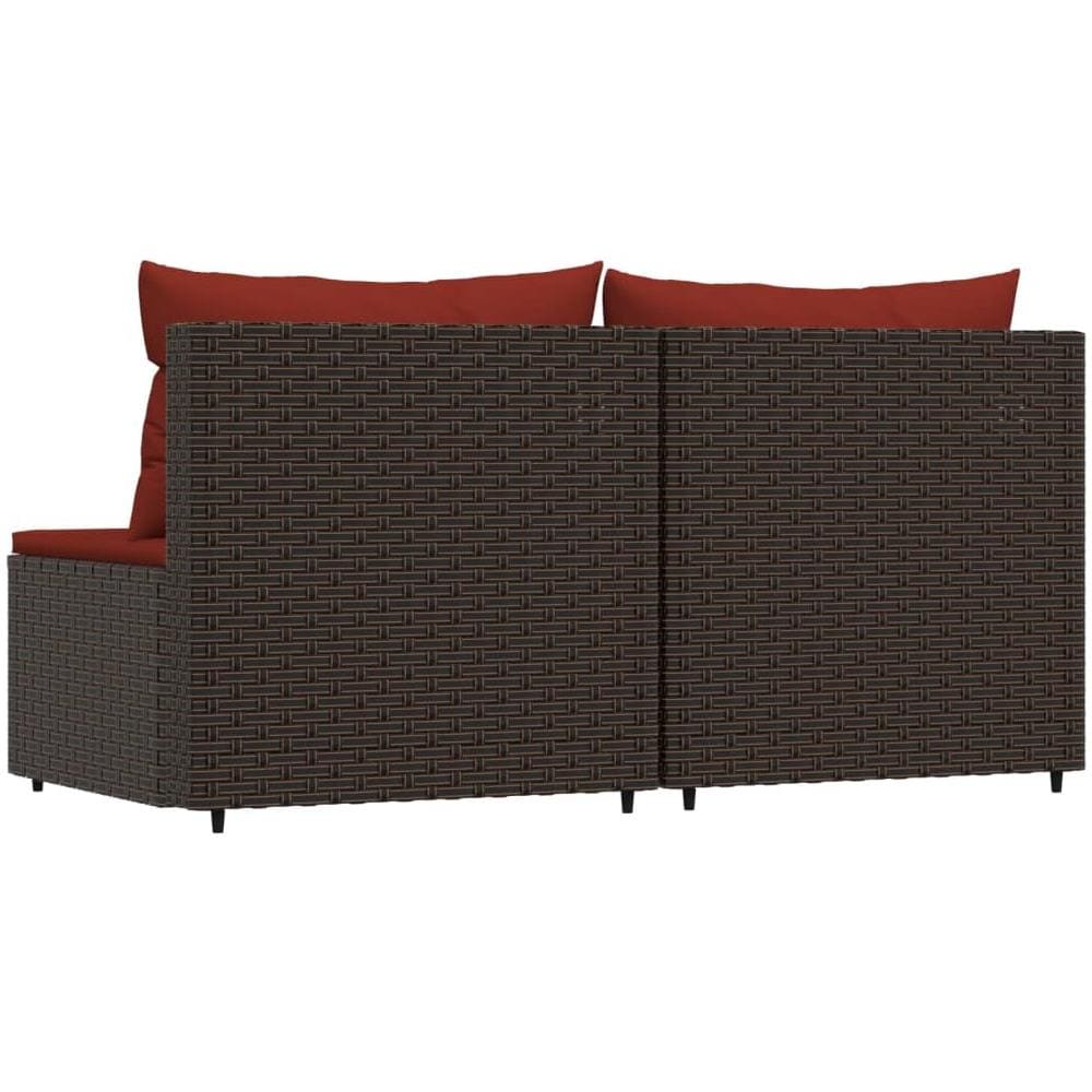 Divani Centrali Da Giardino Con Cuscini 2pz Polyrattan Marrone - Foto 3