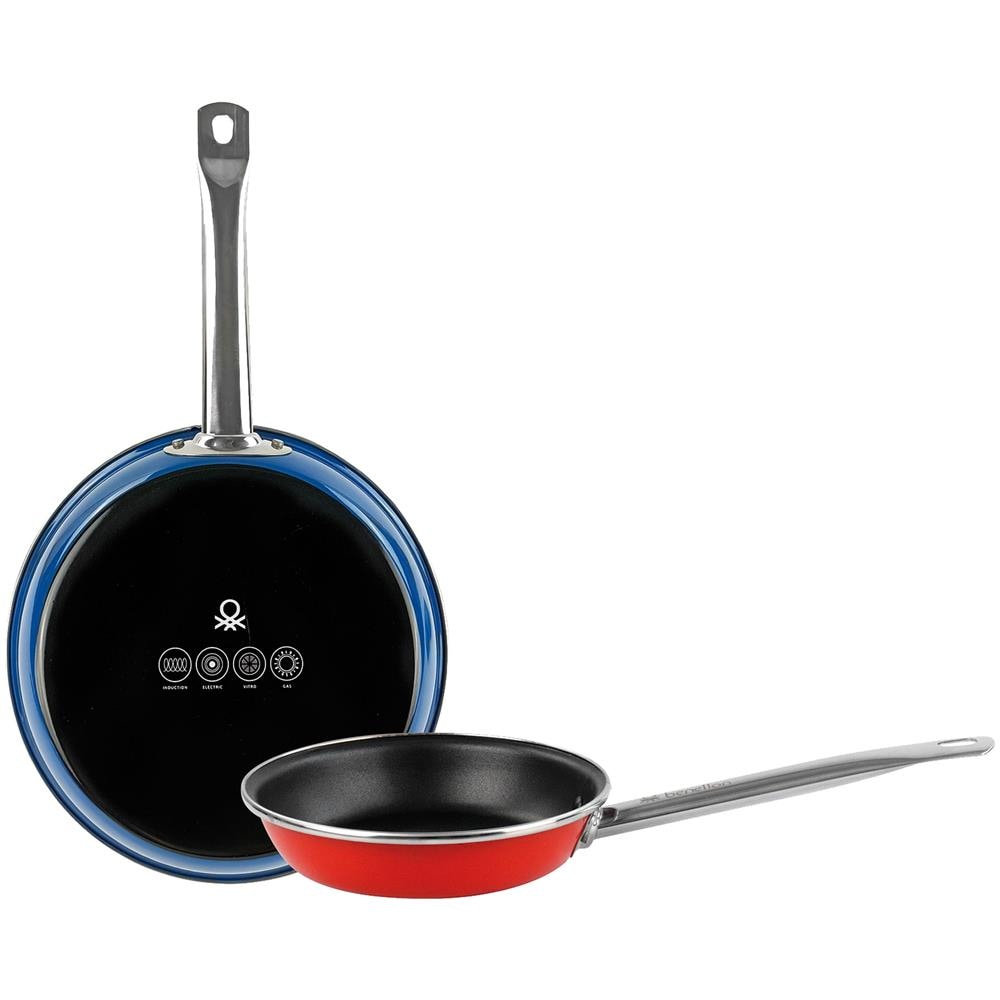 Set 2pz Padelle (20cm Blu + 24cm Rosso) In Acciaio Smaltato, Adatte All'induzione, Collezione Rainbow - Foto 1