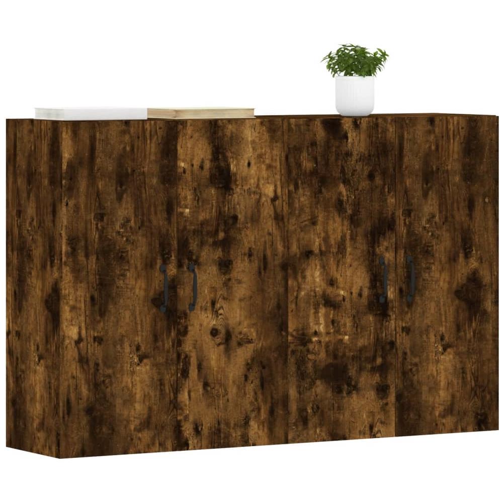 Armadietti A Parete 2 Pz Rovere Fumo In Legno Multistrato - Foto 2