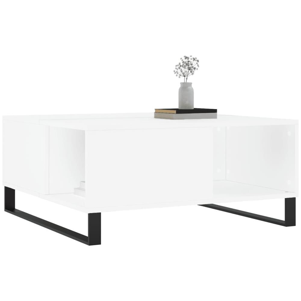 Tavolino Da Salotto Bianco 80x80x36,5 Cm In Legno Multistrato - Foto 3