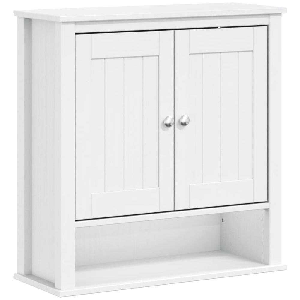 Mobile Bagno A Muro Berg Bianco 69,5x27x71,5cm Legno Massello - Foto 2