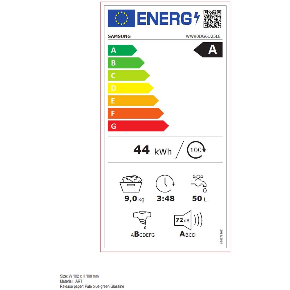 Lavatrice AI Control WW90DG6U25LE /U3 Libera installazione 9 Kg 1400 Giri Colore Bianco - Foto 2
