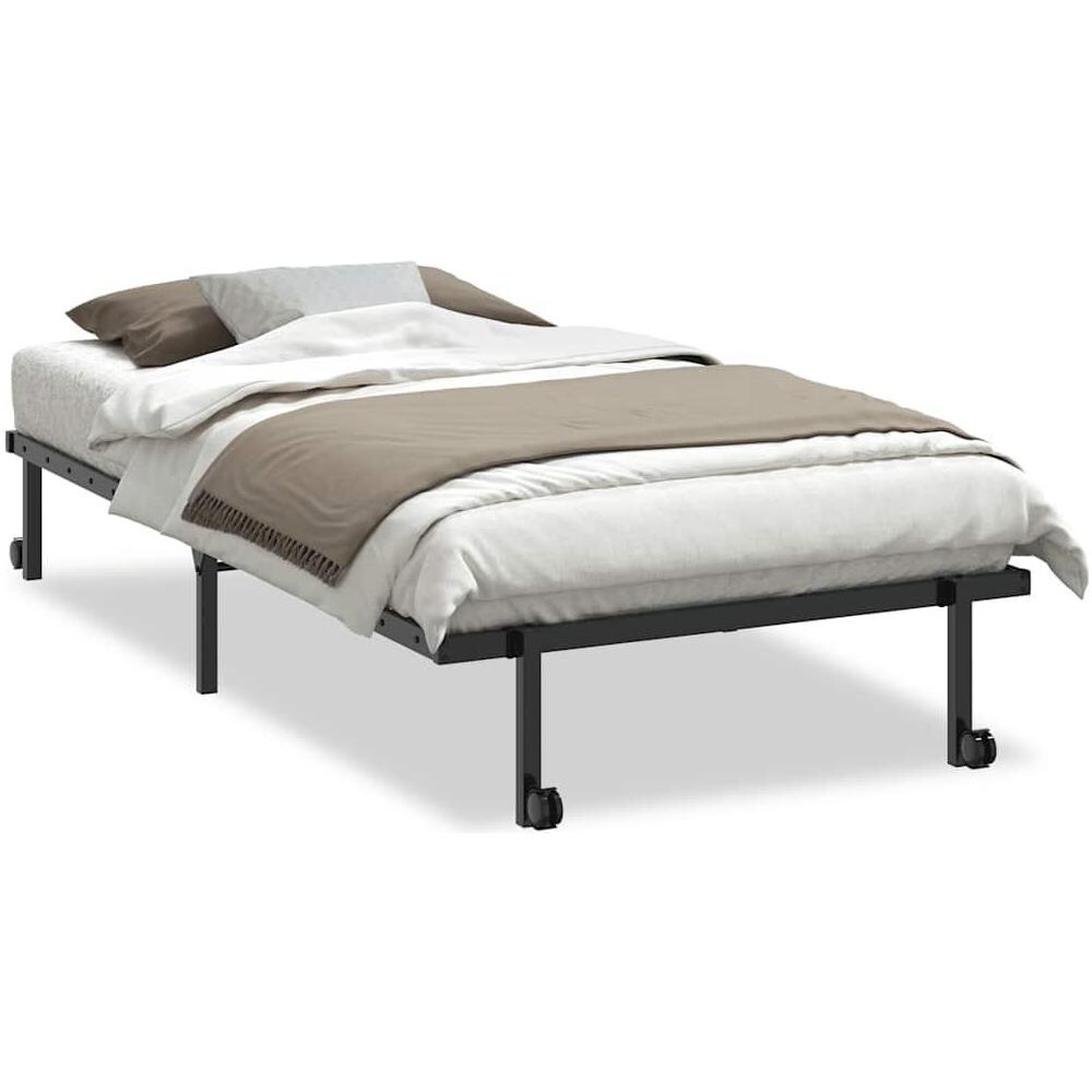 Giroletto senza Materasso Pieghevole Nero 100x200 cm in Acciaio - Foto 1