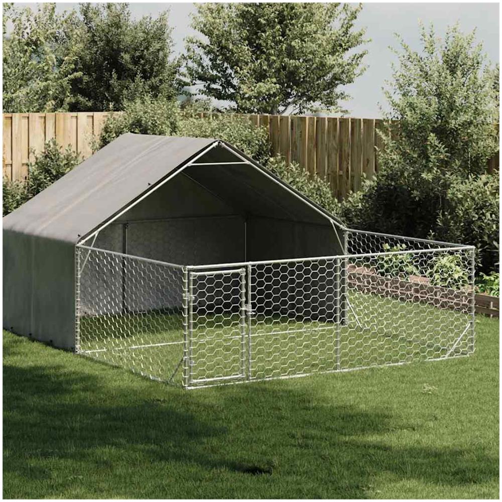 Cuccia per Cani da Esterno con Recinto 5x3x1,9m Acciaio Zincato - Foto 2