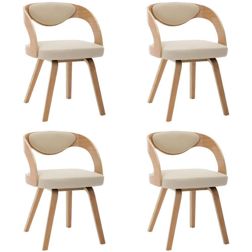 Sedie Da Pranzo 4 Pz Crema In Legno Piegato E Similpelle - Foto 2