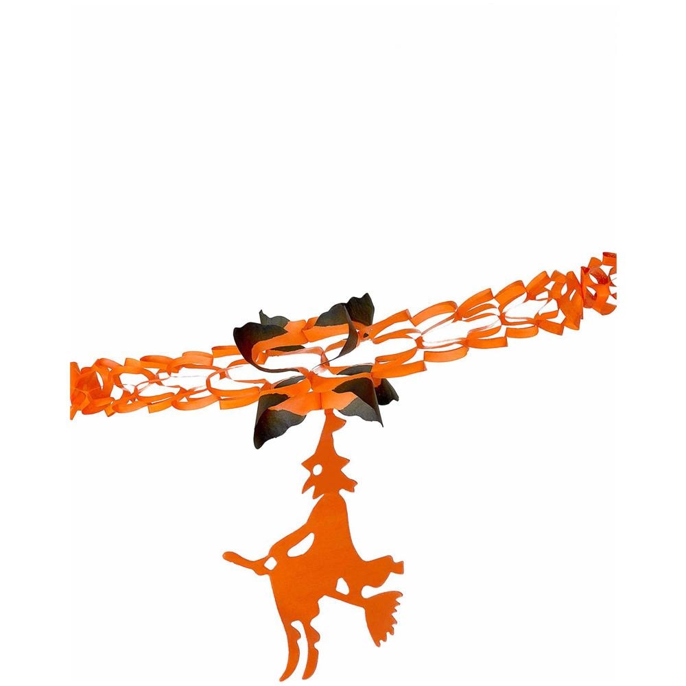 Ghirlanda Di Carta Con Streghe Arancioni E Nere Halloween - Foto 2
