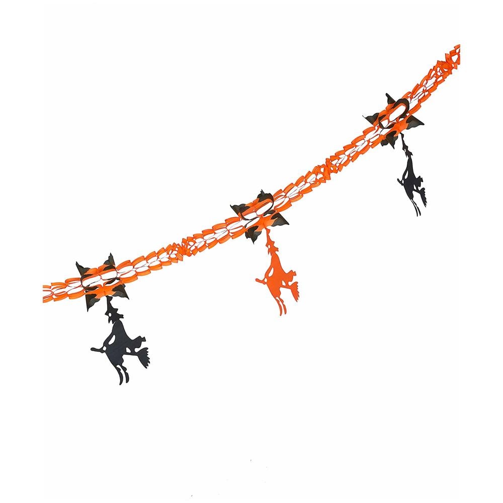 Ghirlanda Di Carta Con Streghe Arancioni E Nere Halloween - Foto 1