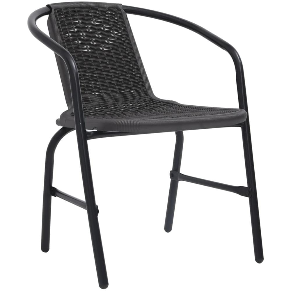 Sedie da Giardino 2 pz Nere Plastica Stile Rattan Acciaio 110kg - Foto 2