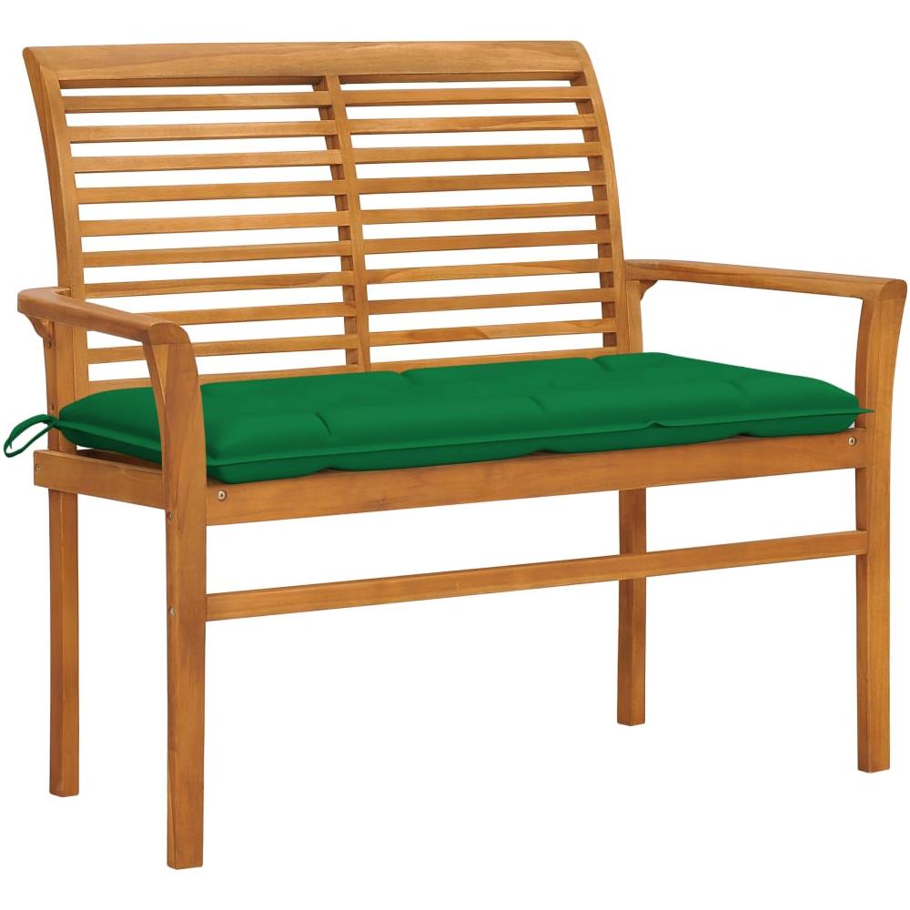 Panca da Giardino con Cuscino Verde 112 cm in Legno di Teak - Foto 1