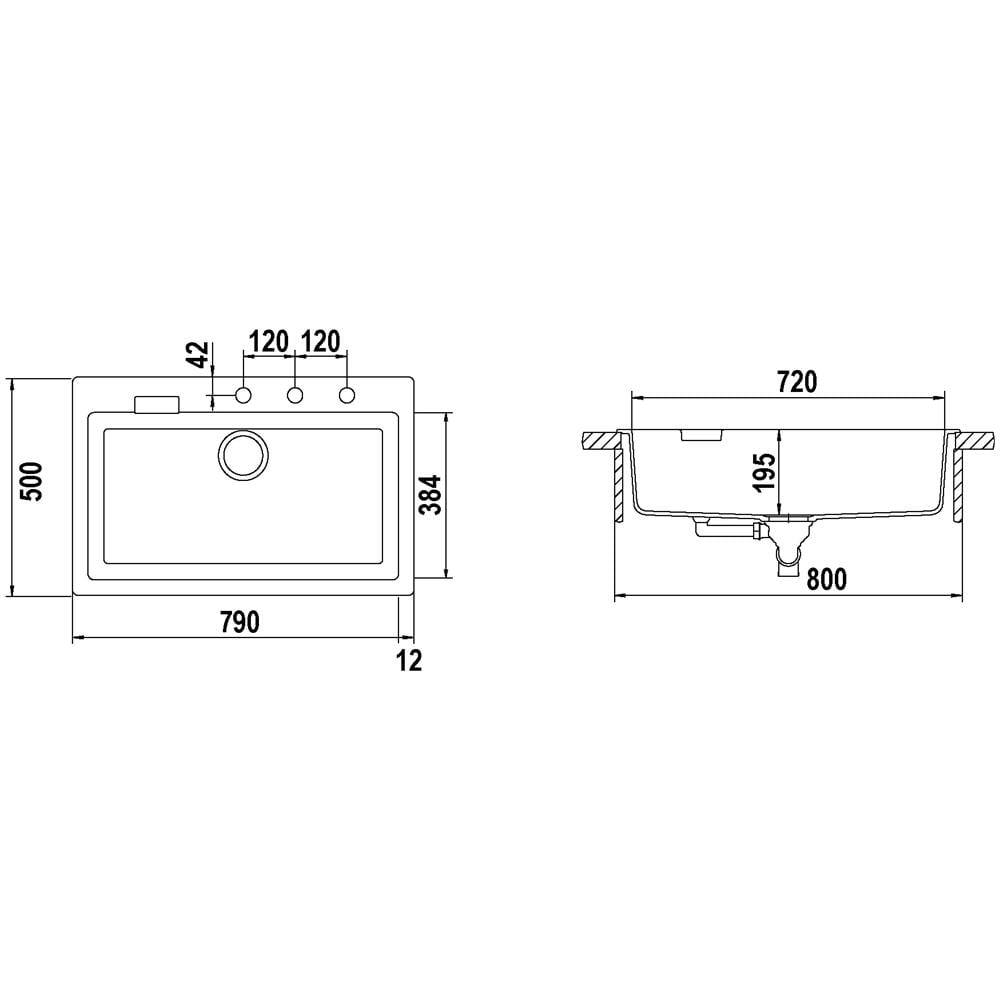 Lavello PRIN100AP51 1 Vascone Dimensioni 79x50 cm colore Antracite serie Primus - Foto 2