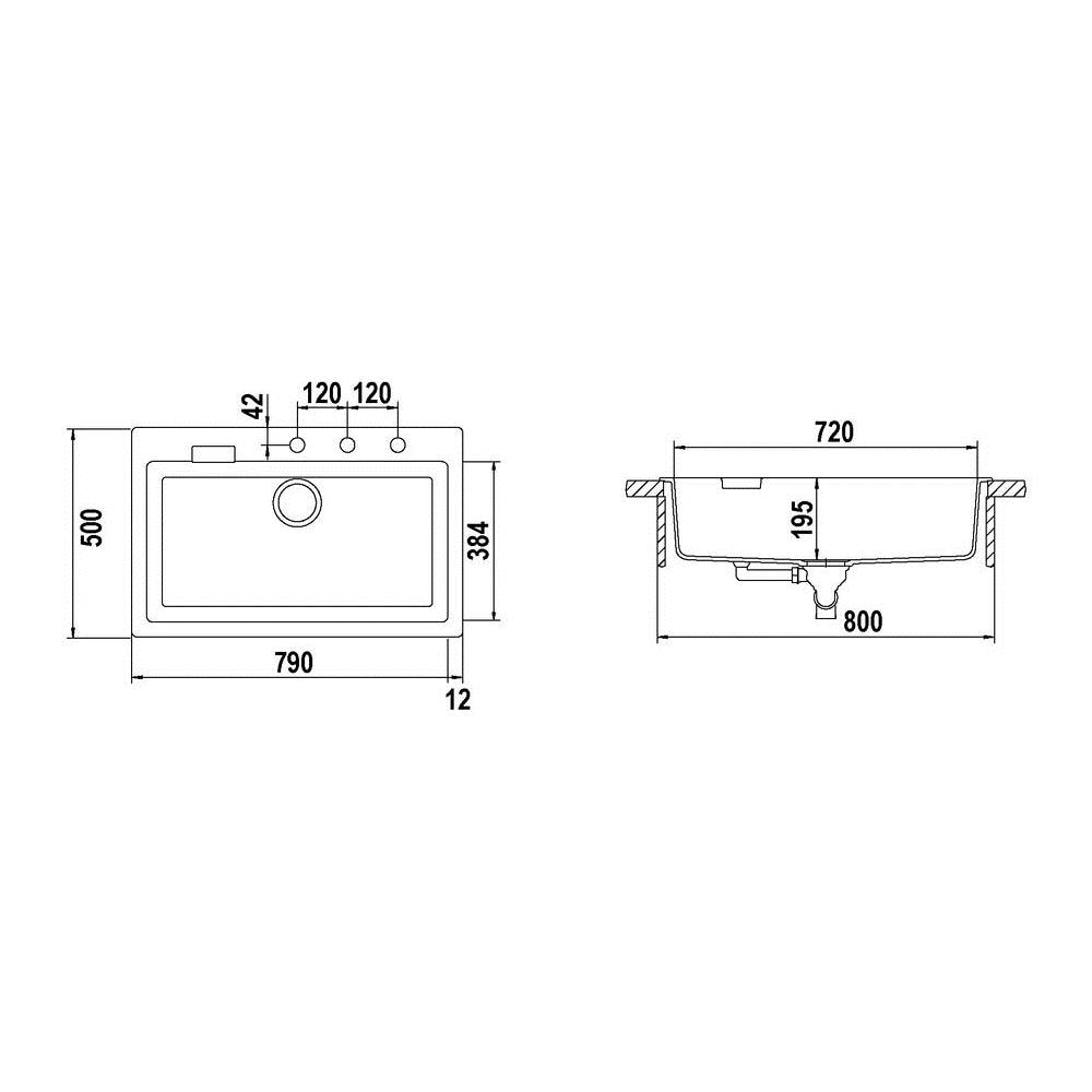 Lavello PRIN100AP51 1 Vascone Dimensioni 79x50 cm colore Antracite serie Primus - Foto 3