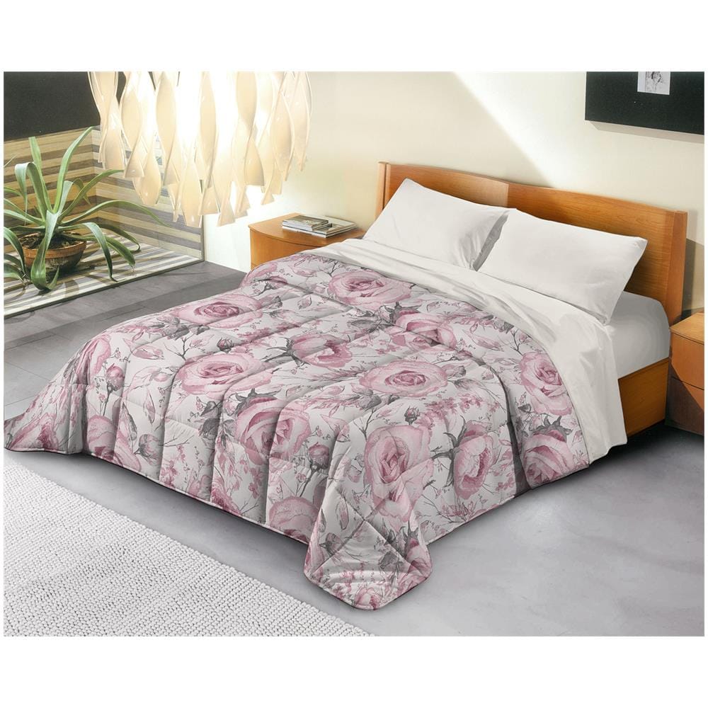 Trapunta Invernale In Ecopiuma Da 380 Gr / mq Calda, Anallergica E Traspirante - Giulia Rosa - Singolo - Foto 1