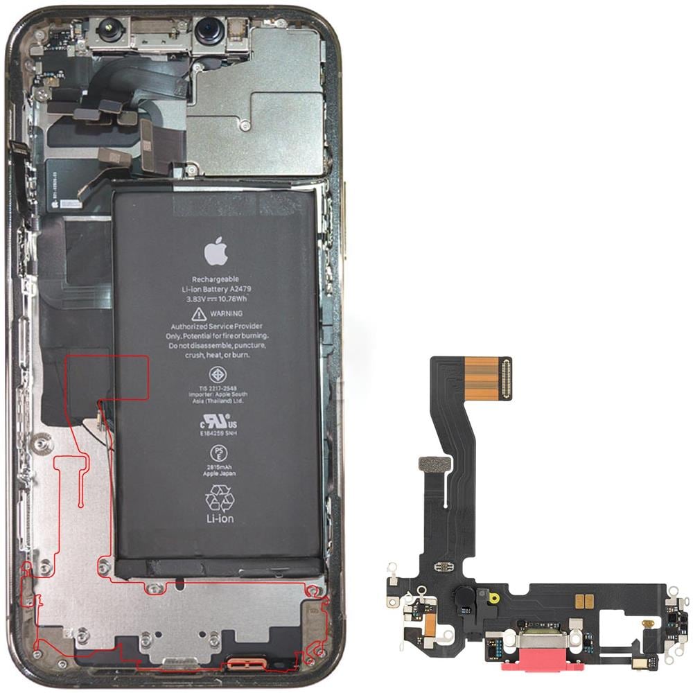 Connettore Ricarica Lightning E Microfono Di Ricambio Iphone 12 E 12 Pro Rosso - Foto 2