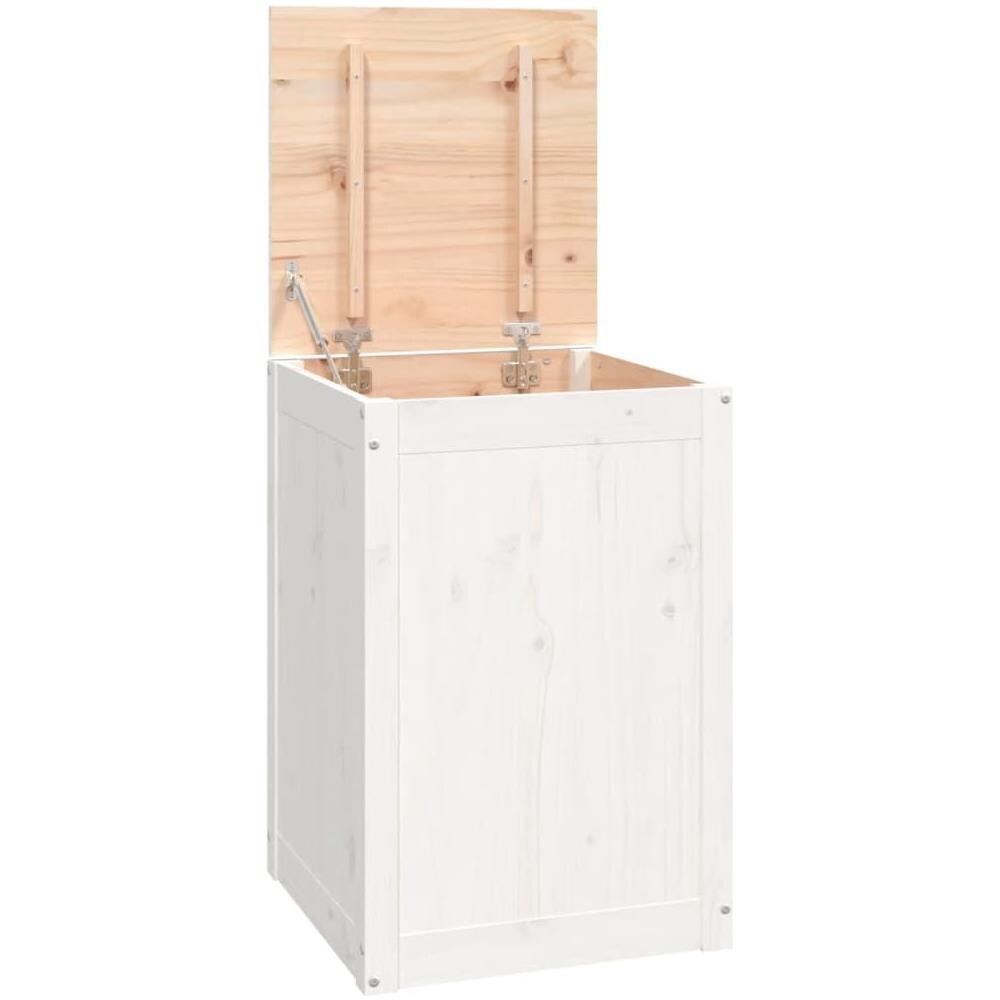 Contenitore Per Bucato Bianco 44x44x66 Cm Legno Massello Pino - Foto 2