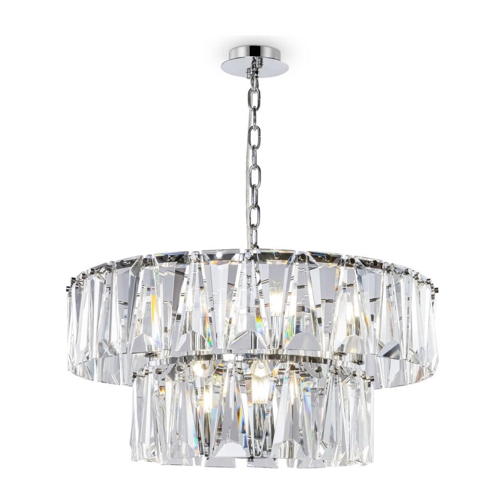 Lampadario Contemporaneo Puntes Metallo Cromo 12 Luci Diffusori - Foto 1