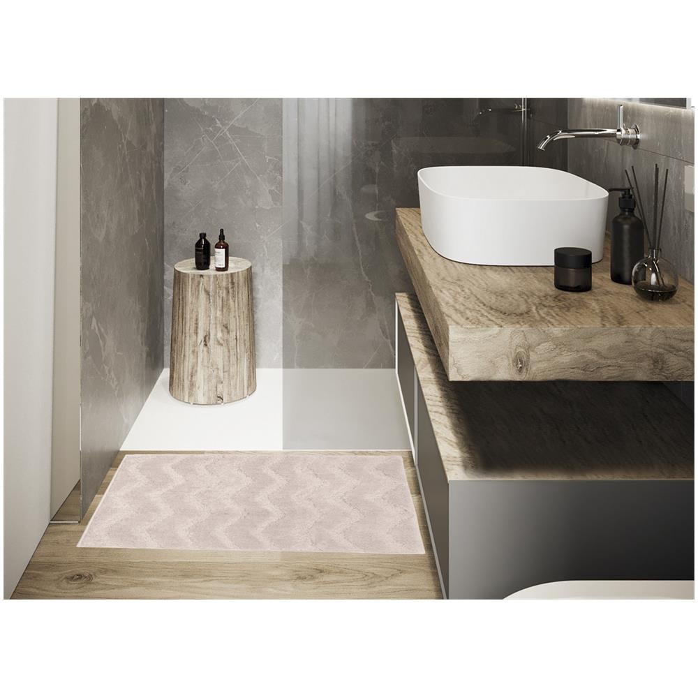 Tappeto Casa Bagno Morbido In Tinta Unita Zig Zag Modello Zigzagaria Vari Colori 50x80 Rosa - Foto 2