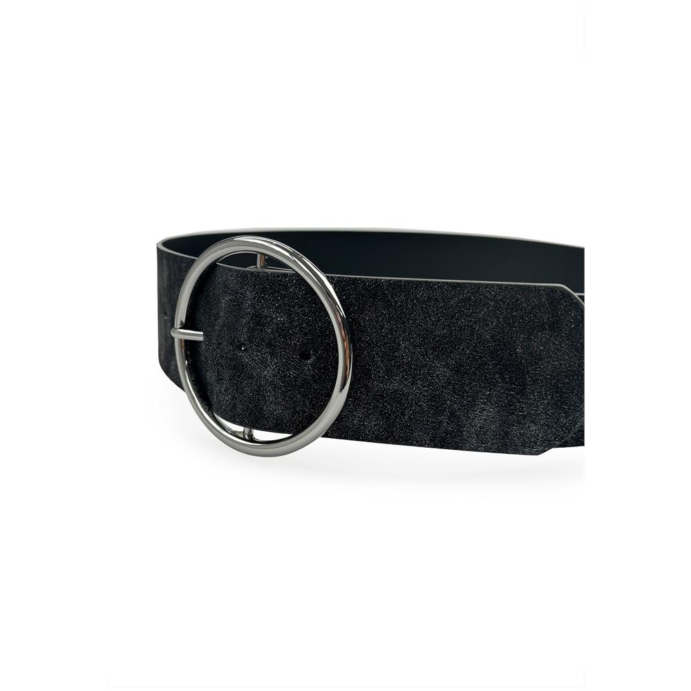 Cintura con Fibbia Rotonda Marrone Scuro Brillante - Foto 1