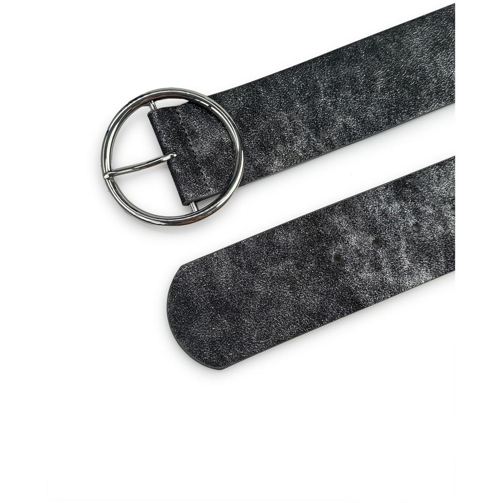 Cintura con Fibbia Rotonda Marrone Scuro Brillante - Foto 2