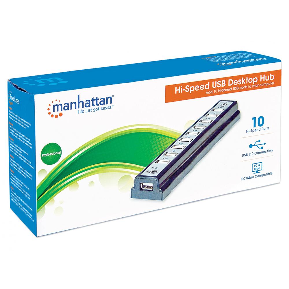 IUSB2-HUB10 - Hub USB 2.0 Hi-Speed 10 Porte da Tavolo con Alimentatore - Foto 2