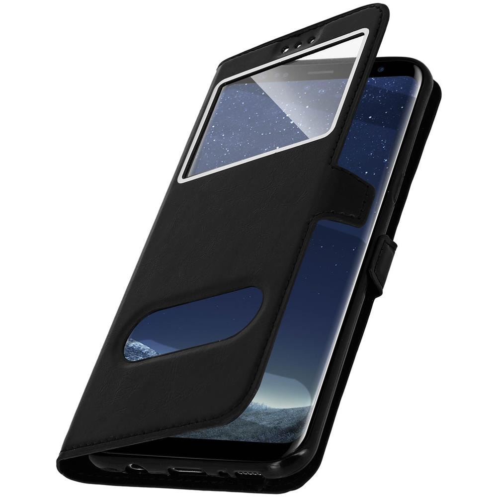 Custodia Galaxy S8 Plus Sportellino 2x Finestre Cover Silicone Gel - Nera - Foto 2